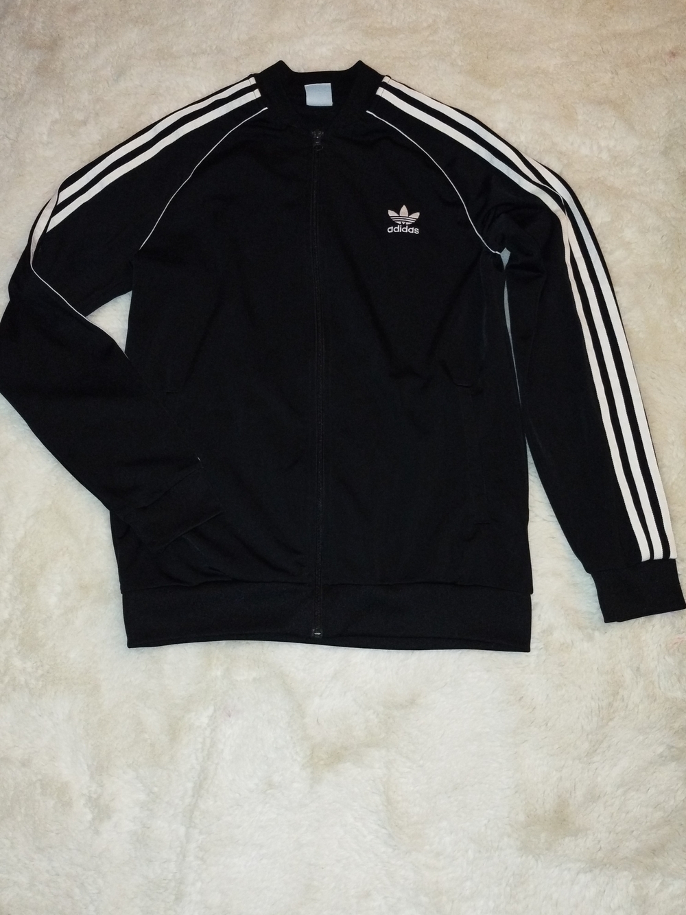 adidas Black Zip-Up Hoodie with White Three-Stripes